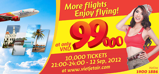 VietJet Air tăng chuyến kèm khuyến mại lớn giá 99.000 đồng