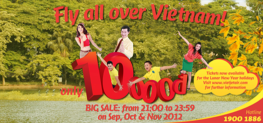 Fly all over Vietnam with Vietjet Air from only VND10,000
